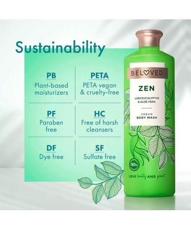 Beloved Vegan Body Wash - Lush Eucalyptus & Aloe Vera | 18oz - Softens & Hydrates Skin - Buy Online on GoSupps.com