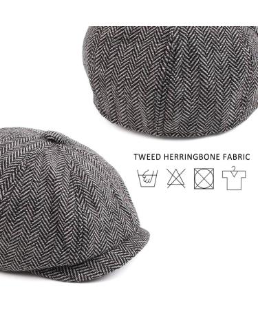 Pesaat Toddler Boys Newsboy Cap | Vintage Tweed Driver Hat for Kids 2-5 Y and 4-7 Y | Black - Buy Online on GoSupps.com