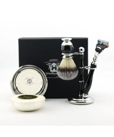 Haryali London 5-part shaving set for men 5 razors with synthetic roof hair razor brush stand and soap perfect set for men