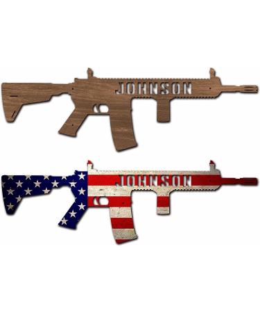 Custom Wood Laser Cut Floating Gun Sign | Personalized AR-15/M16 Decor | Unique USA Patriot Gift | Personal Prints - Buy Online on GoSupps.com