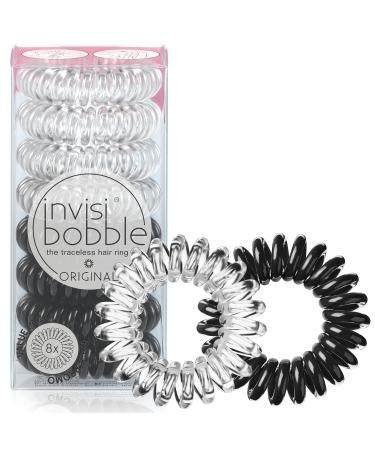 Invisibobble Original Traceless Hair Ring Crystal Clear/True Black 8 Pack