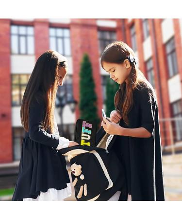 Chenille Letter Nylon Waterproof Makeup Bag for Women - Preppy Valentines Day Travel Organizer Pouch for Toiletries and Cosmetics Storage - Black - Buy Online on GoSupps.com