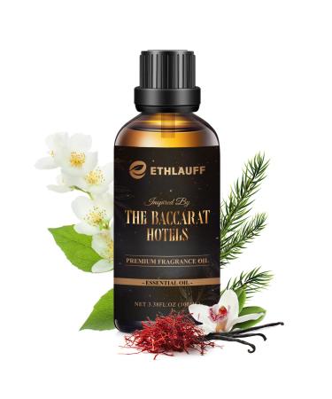 Hotel Diffuser Oil Inspired by The Baccarat Hotel Scent, Luxury Essential Oil for Waterless Diffuser, Crafting Soap & Candle Making Scents 100 ml 3.38 Fl Oz Baccarat 3.38 Fl Oz (Pack of 1)