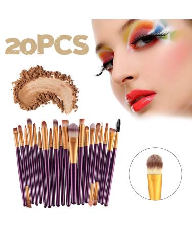 20-Piece Purple & Gold Makeup Brush Set - Eyeshadow Eyebrow Foundation & Eyeliner Brushes - Premium Cosmetic Tools for Flawless Beauty - Buy Online on GoSupps.com
