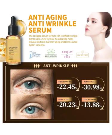 Peptide Serum 20% Collagen Hexapeptide facial Serum Face Serum For Women Anti Wrinkle Serum Dark Spot Correcting Glow Serum Brighting Hyaluronic Acid Serum Anti Aging Peptide Hydrating Serum - Buy Online on GoSupps.com