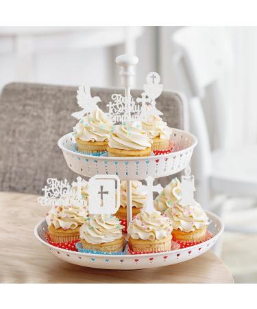 Dohia First Holy Communion Cupcake Toppers Glitter Dove Cross Cupcake Picks for Baptism First Communion Theme Baby Shower Birthday Party Cake Decorations D1-SZJGZCP (Silver) - Buy Online on GoSupps.com