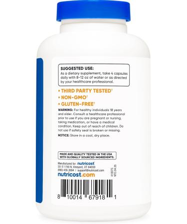 Nutricost D-Aspartic Acid Capsules (180 Caps) (2 Bottles) 180 Count (Pack of 2) - Buy Online on GoSupps.com