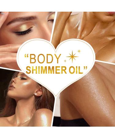 Body Shimmer Oil Waterproof Gold Bronze Body Glow Liquid Non-Sticky Face and Body Glow Shimmer Body Liquid Luminizer Highlighter Shimmering Body Oil Glitter Body Lotion Shimmer Moisturiser 80ml - Buy Online on GoSupps.com