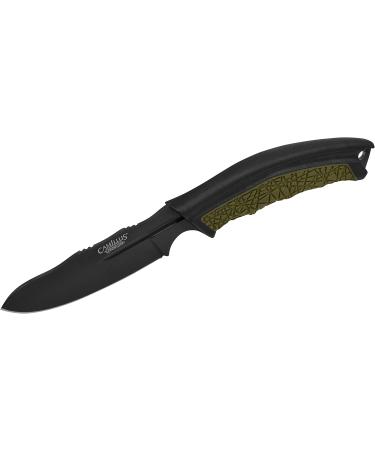 Camillus 19286 BT-8.5 Hunting Knife - 8.9 cm Aus-8 Steel Blade with Ballistic Nylon Sheath - Black/Green GfN/TPE Handle - Ideal for Outdoor Adventures - Buy Online on GoSupps.com