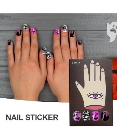 Halloween Nails Short Nail Stickers Press on Nails Short | Bat Spider Ghost False Nails Halloween Nail Design Nail Art Stickers Nail Halloween Decorations - Buy Online on GoSupps.com