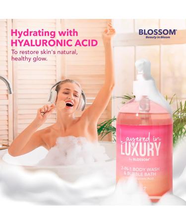 Blossom Layered Luxury 2-in-1 Scented Body Wash & Bubble Bath Hydrating Cleanser with Hyaluronic Acid for Dry Skin | Coconut | 500ml | Cruelty Free - Buy Online on GoSupps.com