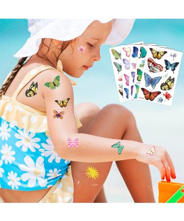 200Pcs Colorful Butterfly Temporary Tattoos for Kids/Women - Waterproof Stickers for Party Favors/Gifts/Decoration - Buy Online on GoSupps.com