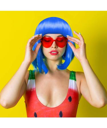 KUUQA 16 Piece Party Wigs & Sunglasses Set - Neon Bob Wigs, Sunglasses Pack for Bachelorette, Halloween & Neon Parties - 8 Colors - Buy Online on GoSupps.com