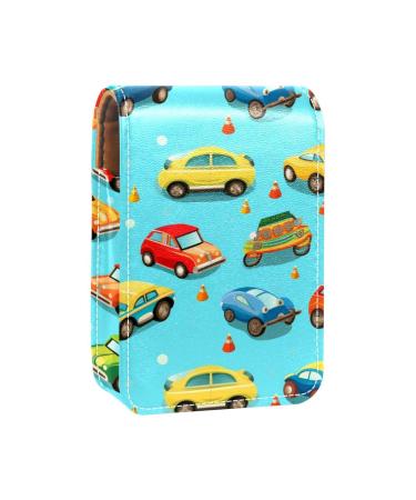 Travel Lipstick Organizer Case Lipstick Case Portable Makeup Bag With Mirror Cartoon Car Line Grid W632j4qtys