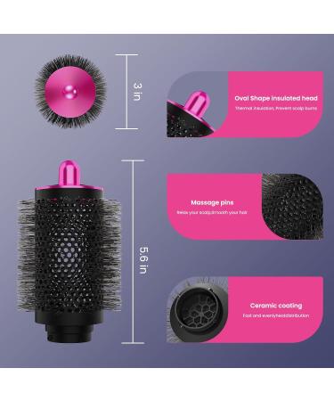 Upgraded Large Round Volumizing Brush for Dyson Airwrap Essential Accessories in Fuchsia for Perfect Hair Styling - Buy Online on GoSupps.com