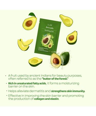 by.H Avocado Soothing Gel (30 PCS) - Moisturizer for Skin Elasticity & Vitality with Avocado Extract - Non-Sticky Hydrating Formula for Collagen Production & Nourishment - Ideal for Daily Use - Buy Online on GoSupps.com