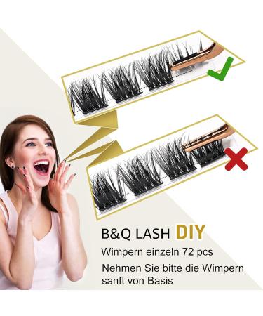 72 PCs B&Q DIY Individual Eyelashes - Reusable Wispy Fluffy Extensions for Beginners | D-10-16 Mix - Buy Online on GoSupps.com