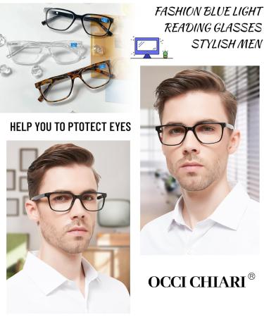 OCCI CHIARI Blue Light Blocking Reading Glasses for Men - A-Black 4.0x Computer Readers - Buy Online on GoSupps.com