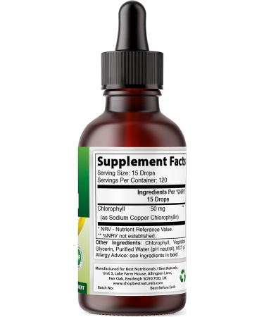 Best Naturals Liquid Chlorophyll Drops - 50 mg - 120 Servings Per Glass Bottle - 2 FL OZ (Pack of 3) 180 ml (Pack of 1) - Buy Online on GoSupps.com