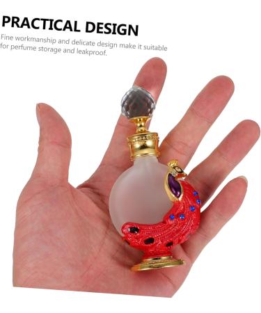 Ipetboom 1pc Peacock Essential Oil Bottle Rhinestone Decor Perfume Dropper Bottle Gold Decor Peacock Perfume Arabian Perfume Oil Ladies Women Travel Container Glass Liquid Red - Buy Online on GoSupps.com