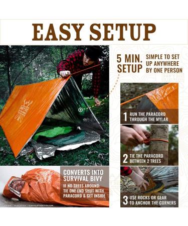 Toughest Ultralight 2 Person Mylar Survival Tube Tent + Paracord - All Weather Protection for Camping & Outdoor Survival - Woodland Camo - Buy Online on GoSupps.com