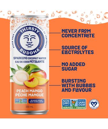 Thirsty Buddha All Natural Coconut Water 5.7kg (12/490ml) & Thirsty Buddha Sparkling Coconut Water 12 Count Peach Mango 12 x 330 ml - Buy Online on GoSupps.com