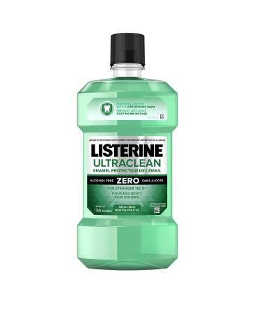 Listerine Ultraclean Enamel Protect Zero Antiseptic Mouthwash Eucalyptus Mint Thyme Plaque Bad Breath Gingivitis 1L Ultra Clean Mouthwash