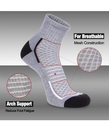FLYRUN Men's Athletic Ankle Socks 6 Pack - Comfort Cushion, Moisture-Wicking Work Socks - Buy Online on GoSupps.com
