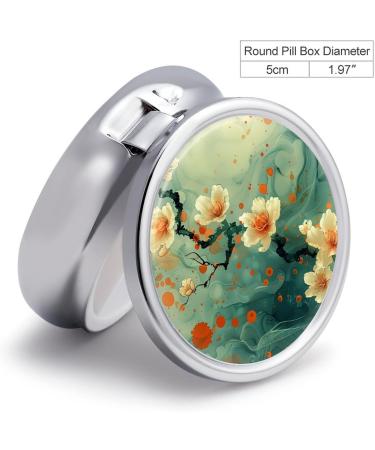 Small Travel Pill Case | Round Metal Pill Box | 3 Compartment Portable Organizer | Mini Pill Holder for Travel - Flower Design - Buy Online on GoSupps.com
