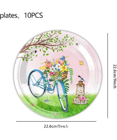 Spring Butterfly Flower Theme Party Paper Plates Paper Cups Paper Towels Disposable Knives Forks Spoons Tableware Tea Party Layout Scoop 10pcs - Buy Online on GoSupps.com