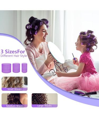 WODFIB 31 PCS Hair Roller Set - Self Grip Rollers for Long, Medium, Short Hair - DIY Hair Styling Tools - Includes 12 Clips & Comb - Purple - Buy Online on GoSupps.com