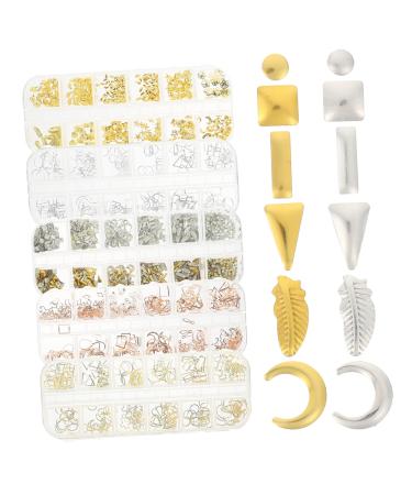 Housoutil 5 Boxes Metal Nail Decoration Metal Decor for Crafts Rivet Kit Nail Art Decoration Charms for Nails 3d Stickers Gold Decor Nail Art Rhinestones Diy Suite Unique Pp