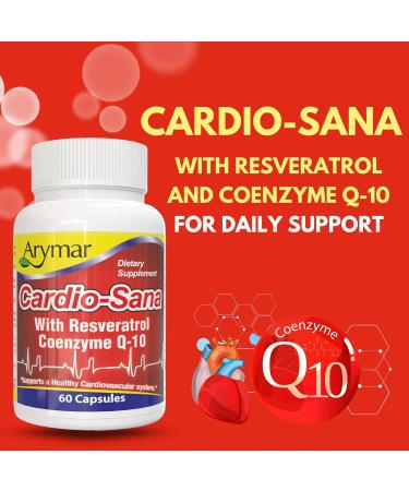 Arymar Cardio-Sana Supplement, Co-Enzyme Q-10 100 mg, Resveratrol 300 mg, 60 Capsules - Buy Online on GoSupps.com