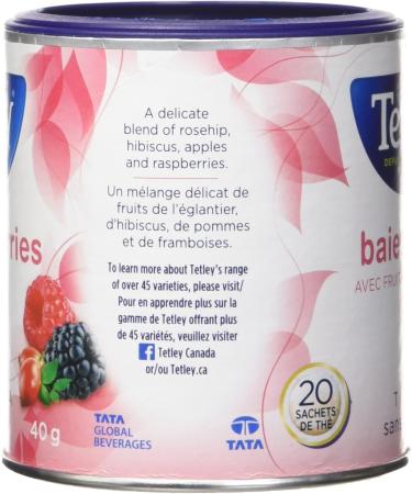 Tetley Summerberries Herbal Tea with Rosehip - 20 Tea Bags 40 Grams Naturally Caffeine Free SummerBerriesHerbalTea - Buy Online on GoSupps.com