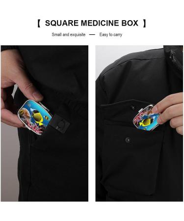 Pill Box Tropical Fish Print | 2 Compartment Portable Pill Organizer - Decorative Metal Case for Pocket & Purse - Buy Online on GoSupps.com