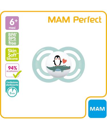 Mam Perfect Silicone Pacifier with Holder | 6+ Months | Assorted Colors | International Shipping - Buy Online on GoSupps.com