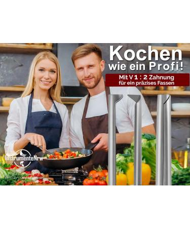 Exclusive 20 cm Grill Tweezers | Kitchen & Cooking Tweezers with V 1:2 Teeth - Hardened Stainless Steel - Buy Online on GoSupps.com