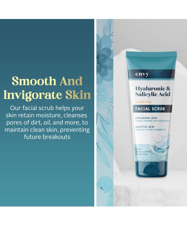Envy Hyaluronic & Salicylic Acid Face Scrub - Vegan Anti-Aging Exfoliator for All Skin Types - Deep Hydration & Moisturization - 200ML Korean Skin Care - Buy Online on GoSupps.com