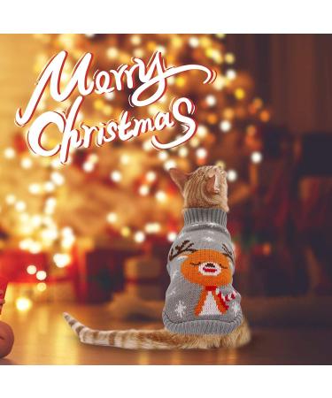HYLYUN Christmas Dog & Cat Sweater - 2 Piece Knitwear with Snowflakes & Reindeer Motif | Warm Winter Costume for Small Dogs & Cats - Buy Online on GoSupps.com