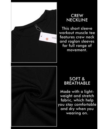COOFANDY Men's Muscle T-Shirt | Pleated Raglan Sleeve Bodybuilding Gym Tee | Short Sleeve Fashion Workout Shirt | X-Large, Black - Buy Online on GoSupps.com