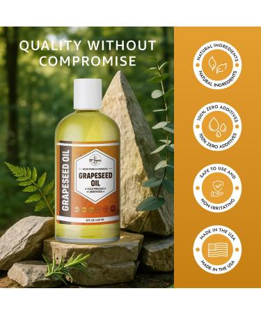 ORGANIC GRAPESEED OIL (16 oz) Cold Pressed Unrefined | 100% Pure Natural, Non-GMO | Available in Bulk | Skin, Hair, Face, Carrier for Essential Oils, Soap Making | 16 FL OZ - Buy Online on GoSupps.com