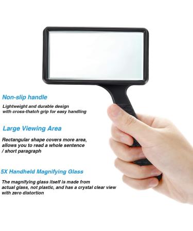 3X Lightweight Handheld Magnifier Rectangular High Clarity Reading Scratch Resistant Glass Lens for Reading Hobbies Repair Observation Hobbies and Crafts Better Life - Buy Online on GoSupps.com
