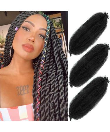 Springy Afro Twist Hair 28 Inch Cuban Twist Hair 3 Packs Marley Twist Braiding Hair Pre-separated Spring Twist Hair Wrapping Hair for Soft Locs Cuban Twist Crochet Hair for Women (28Inch-3Pcs-1B#)