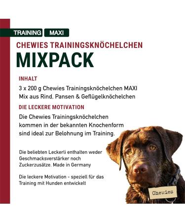 Buy Chewies Hundeleckerli Mix - 3 x 200g Dog Snacks | Sugar-Free High Meat Content | Beef Rumen Poultry Treats for Training (600g) - Buy Online on GoSupps.com
