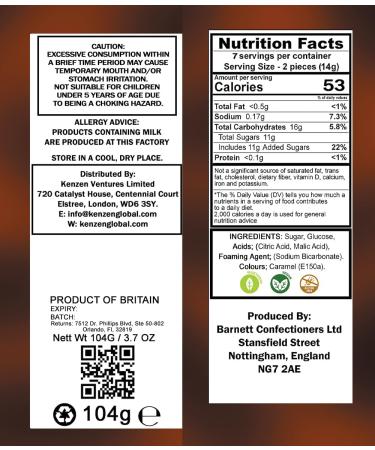 Barnetts Sweets Mega Sour Candy Cola (104g) - Buy Online on GoSupps.com
