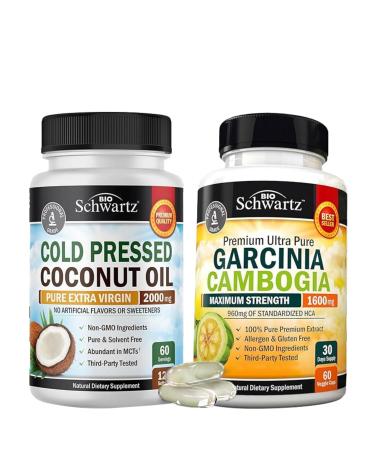 BioSchwartz Premium Garcinia Cambogia Supplement (1 Month Supply) Plus Cold Pressed MCT Coconut Oil Capsules (2 Month Supply)