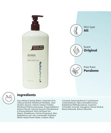 AHAVA Mineral Body Lotion - Daily Moisturizing & Hydrating 24 Fl Oz - Original 750 ML - Buy Online on GoSupps.com