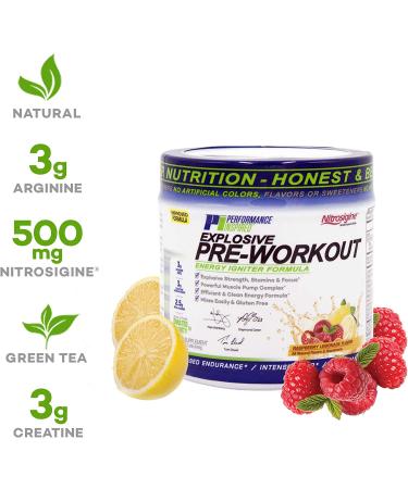 Performance Inspired Nutrition Pre-Workout Powder - All Natural Vegan Formula - Citrulline, Nitrosigine, Green Tea, Arginine, Beta Alanine - Raspberry Lemonade - 23.84 Ounce - Buy Online on GoSupps.com