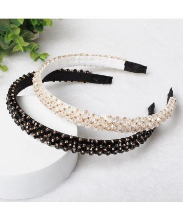 Cuizhiyu 2PK Crystal Beaded Headbands for Women and Girls - Non-Slip Shiny Hair Accessories - Buy Online on GoSupps.com