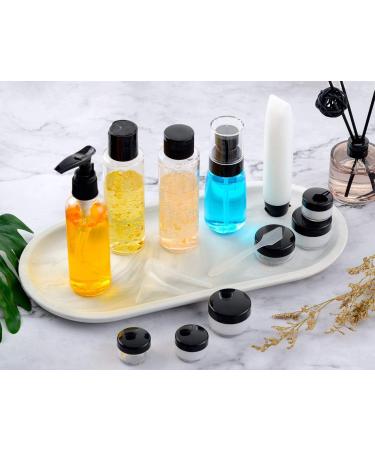 Toureal 15-Piece Empty Travel Bottles Set | Leather Travel Size Containers for Cosmetics (Max. 100ml) - Perfect for Airplane Use (Transparent) - Buy Online on GoSupps.com